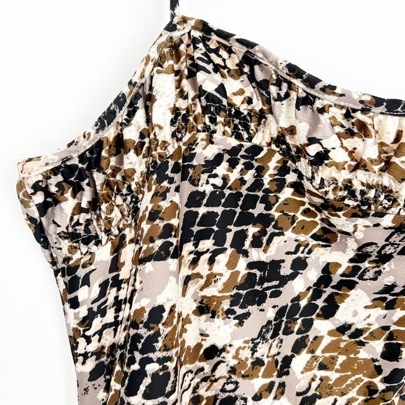 By Anthropologie Midi Slip Dress Womens Size Large Snake Print Satin Side Slits - Picture 8 of 16